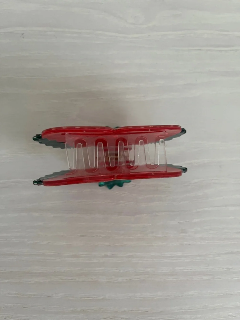 Strawberry Trio Resin Hair Clip - Red & Green